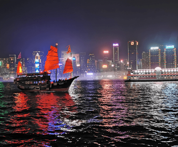 Weltmetropole Hong Kong bei Nacht