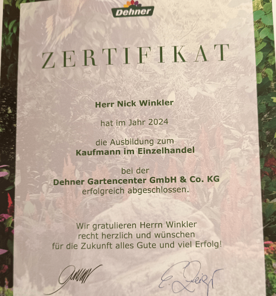 Erfolgreicher Abschluss bei Dehner