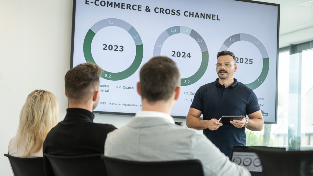 Bereichsleitung E-Commerce & Cross Channel bei Dehner hält ein Meeting ab