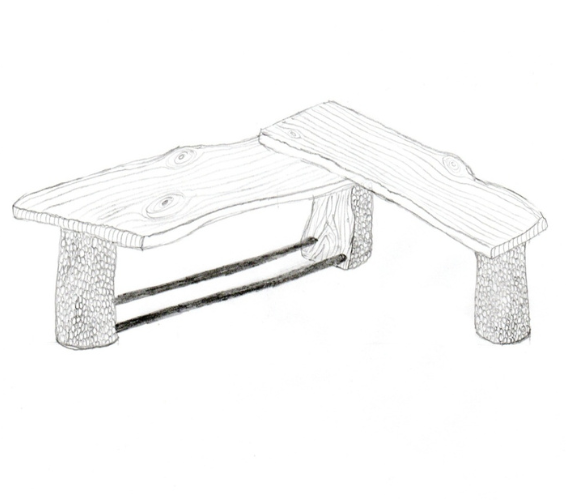 Skizze für ein Holzmöbelstück