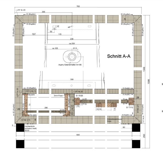 Bauplan eines Möbelstücks
