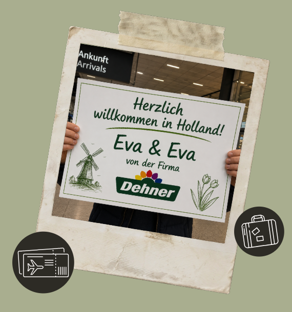 Herzlich Willkommen Schild mit holländischer Tulpe und Windmühle